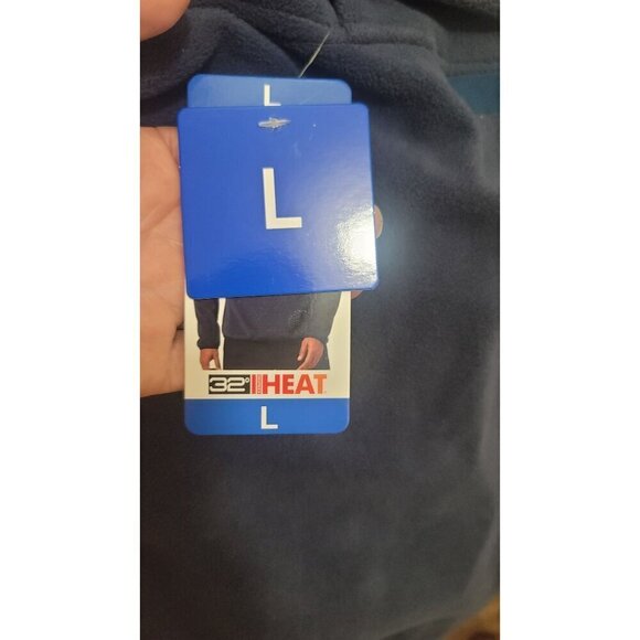 32 Mens Heat Navy Fleece Pullover Sweatshirt With Button Accents & Pocket Size L - Picture 10 of 10